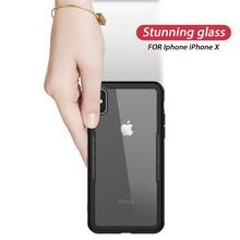 GrandEver Luxury Clear Phone Case For iphone 6 6s 7 Plus X Cover Transparent Tempered Glass TPU Hybrid Hard Back Ultra Thin