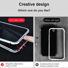 Magnetic Adsorption Metal Case for iphone X Luxury Tempered Glass Cover