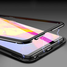 Magnetic Adsorption Metal Case for iphone X Luxury Tempered Glass Cover