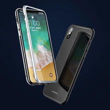 Magnetic Adsorption Metal Case for iphone X Luxury Tempered Glass Cover