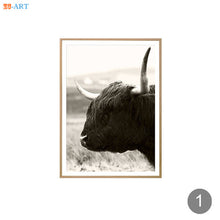 Nordic Farmhouse Highland Cow Print Modern Boho Nursery Decor Bohemian Wall Art Scottish Canvas Painting Bedroom Framed