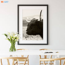 Nordic Farmhouse Highland Cow Print Modern Boho Nursery Decor Bohemian Wall Art Scottish Canvas Painting Bedroom Framed