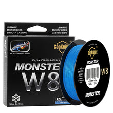 SeaKnight MONSTER W8 Braided Fishing Line 500M 8 Strands Wide Angle Tech Multifilament Braid PE Line Saltwater 15 20 30 50 100LB
