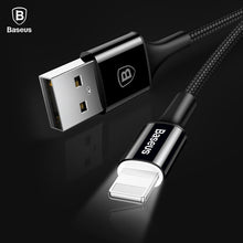 Baseus LED lighting Charger Cable For iPhone X 8 7 USB Cable For iPhone iPad Fast Charging Charger Cable Mobile Phone Data Cable