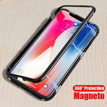 Magnetic Adsorption Metal Case for iphone X Luxury Tempered Glass Cover