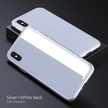 Magnetic Adsorption Metal Case for iphone X Luxury Tempered Glass Cover